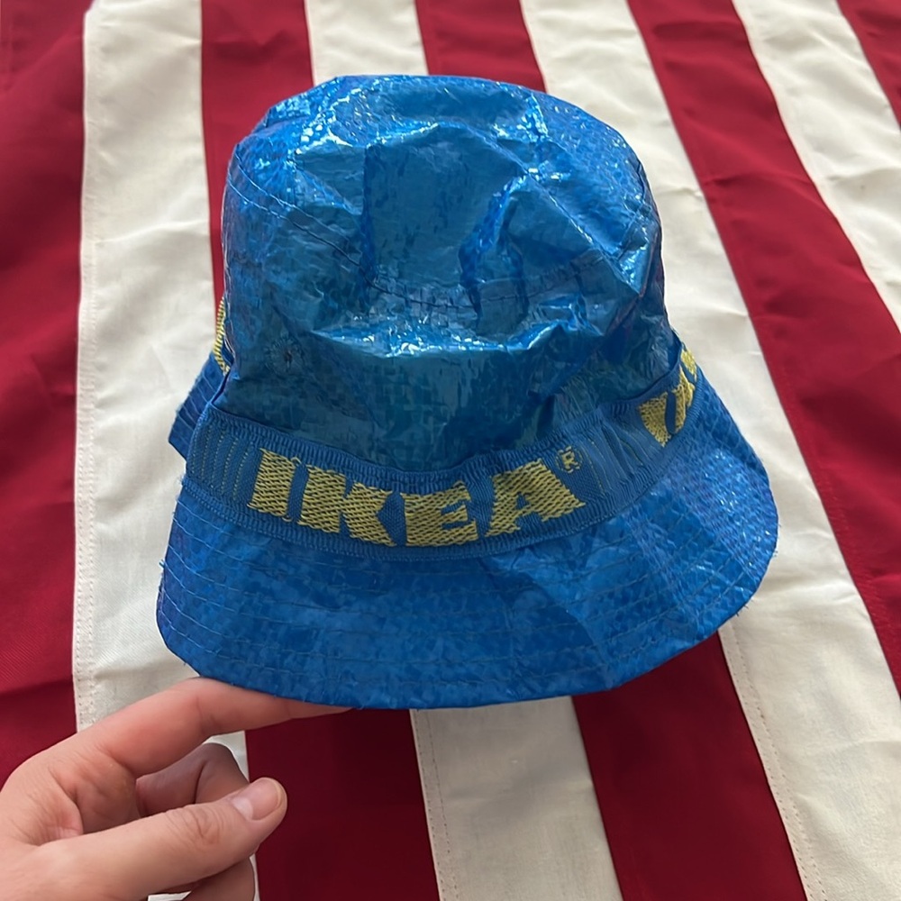 IKEA Blue Bucket Hat with Yellow Logo (never worn) - Picture 2 of 10
